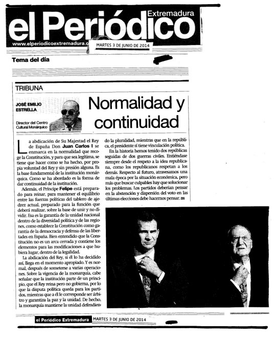 Jose Emilio Estrella en el Periódico Extremadura